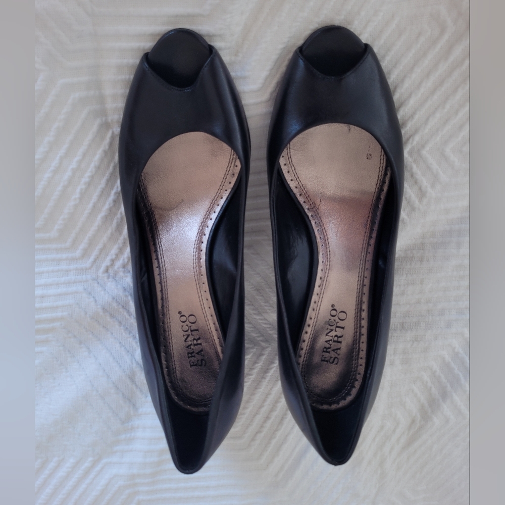 Franco Sarto Black Peep Toe Shoes